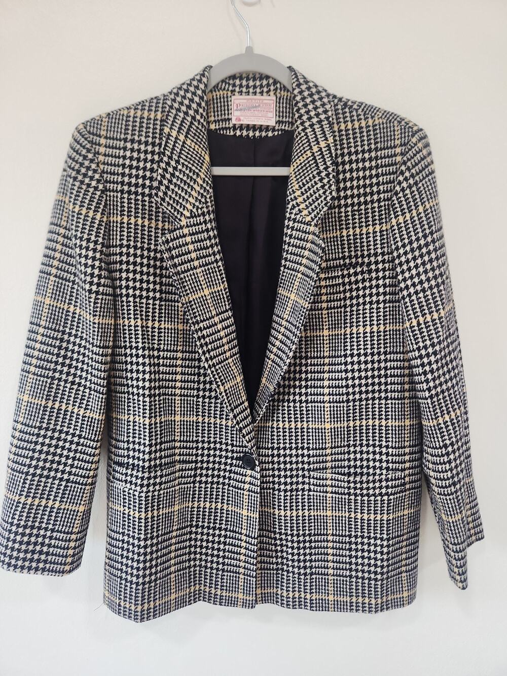 VTG Pendleton Checkered Tweed 100% Virgin Wool Blazer Jacket Sz 12 Petite